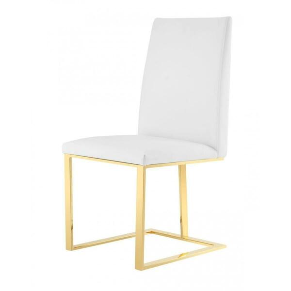 Gfancy Fixtures White Gold Contemporary Dining Chair GF3097666